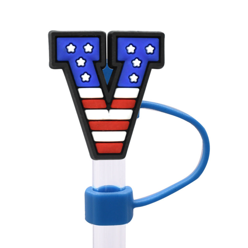 Wholesale Random 100pcs dustproof straw cap letter Straw Cover Straw Tube Cap