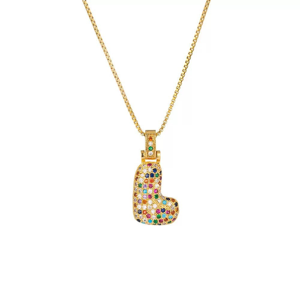 Wholesale Hip-Hop 26 Letter Pendant Set,  Gold Plated Copper Diamond-Set,  Chic Jewelry Gift