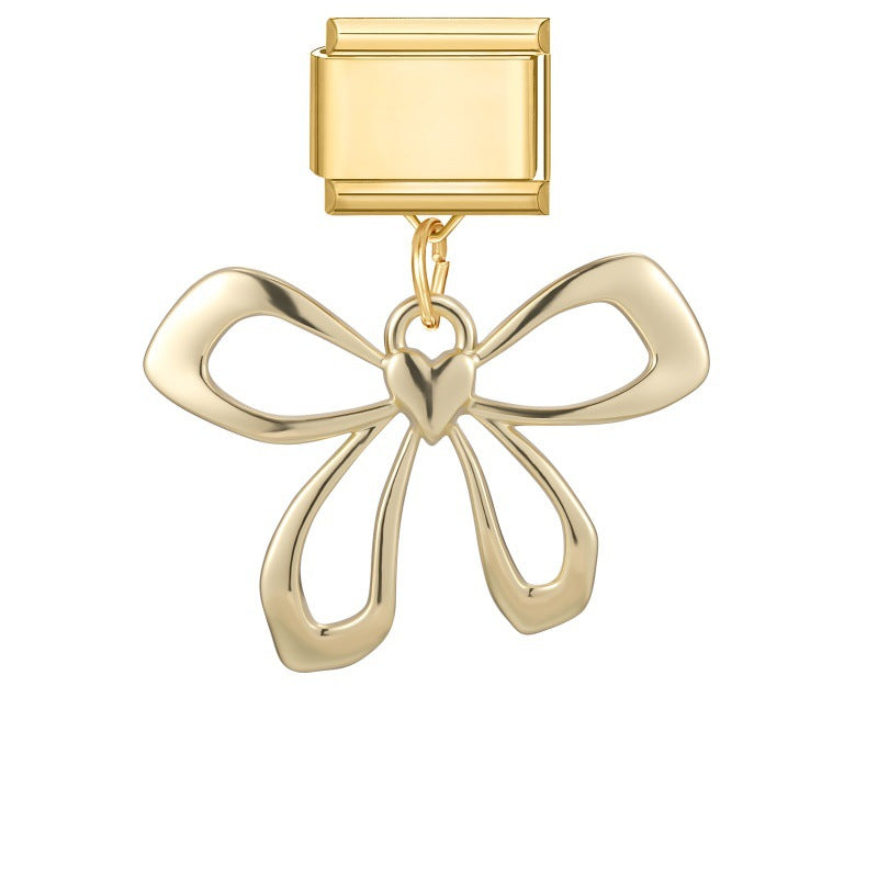 Wholesale Gold Bow Dog Pendant DIY Bracelet - Chic Fashion Accessory Gift