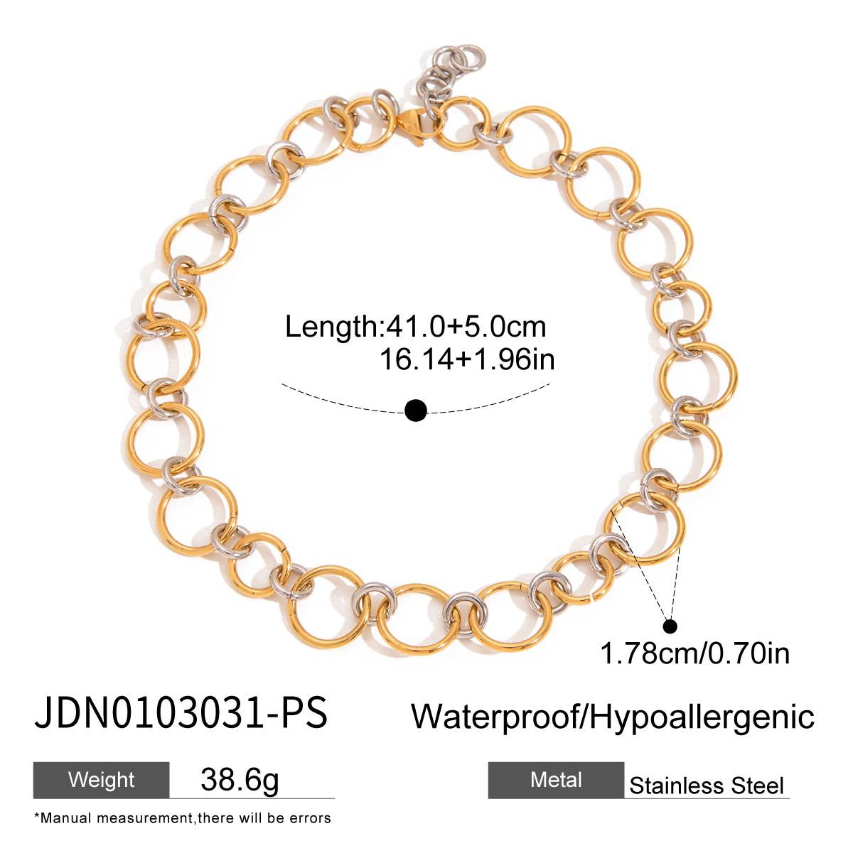 Wholesale Color-free Jewelry  18K Gold Stainless Steel Gold and Silver Color-matching Clavicle Chain