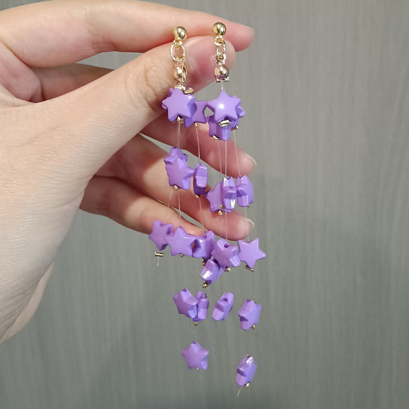 Wholesale light luxury star long tassel earrings