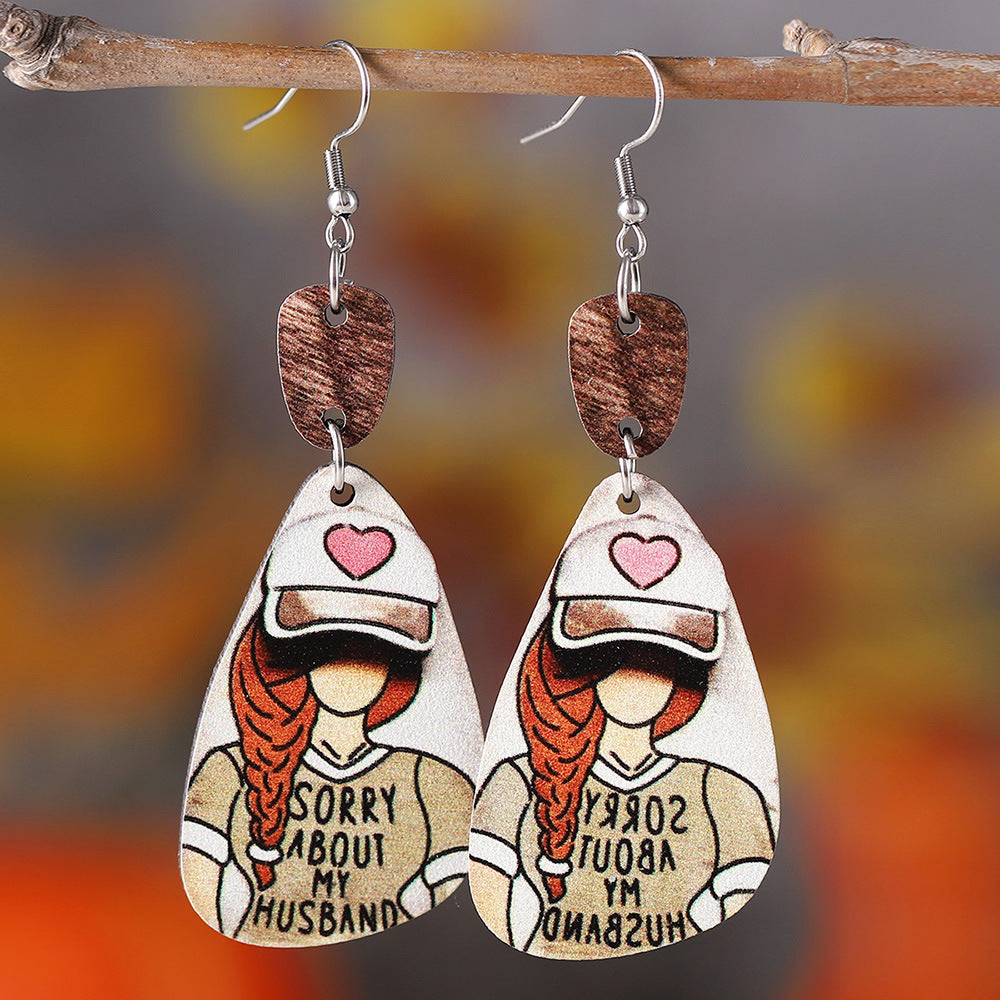 Wholesale Western cowboy hat cowboy boots cartoon girl distressed stitching pendant earrings