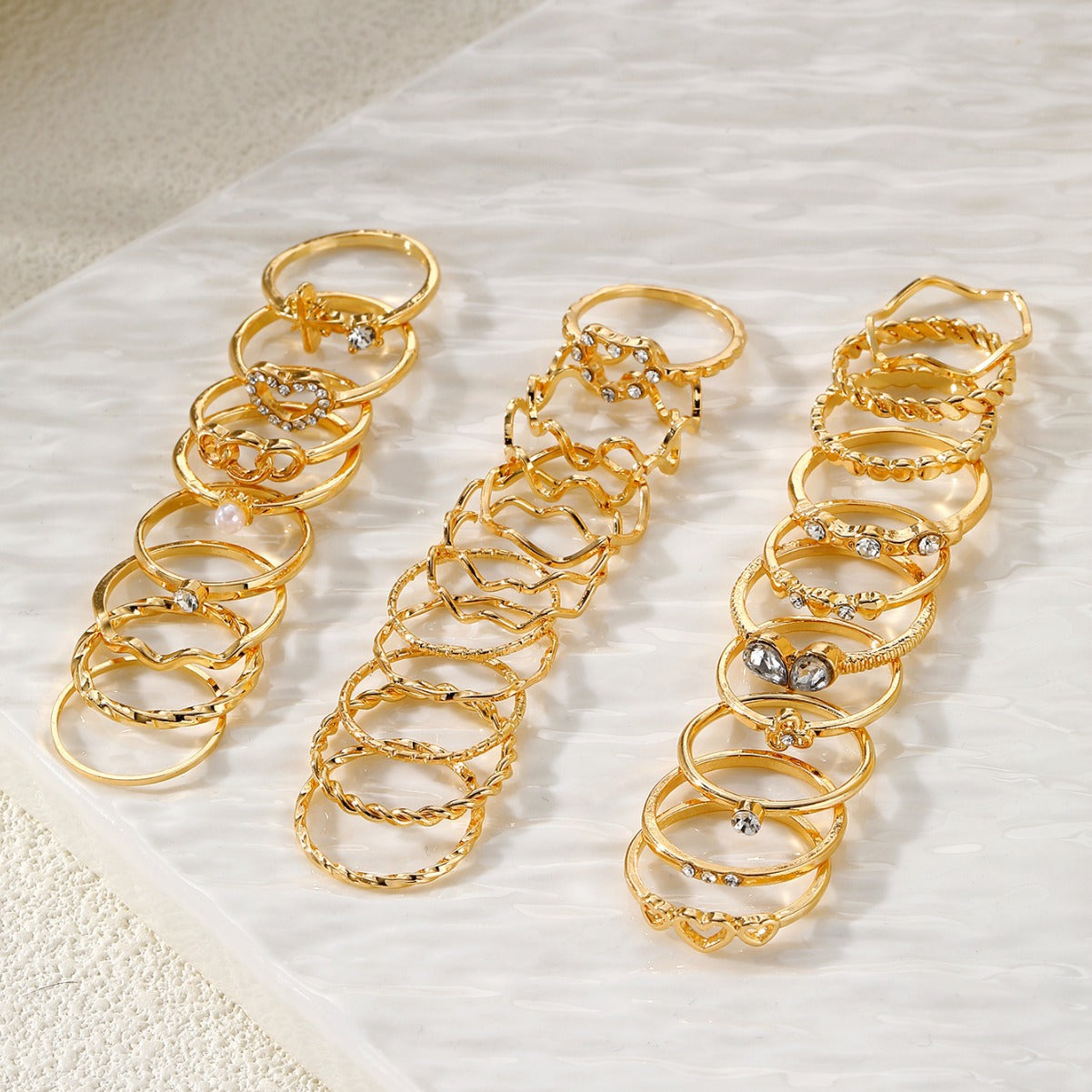 Wholesale 30pcs/set geometric Gothic wind finger ring female personality irregular ring suit