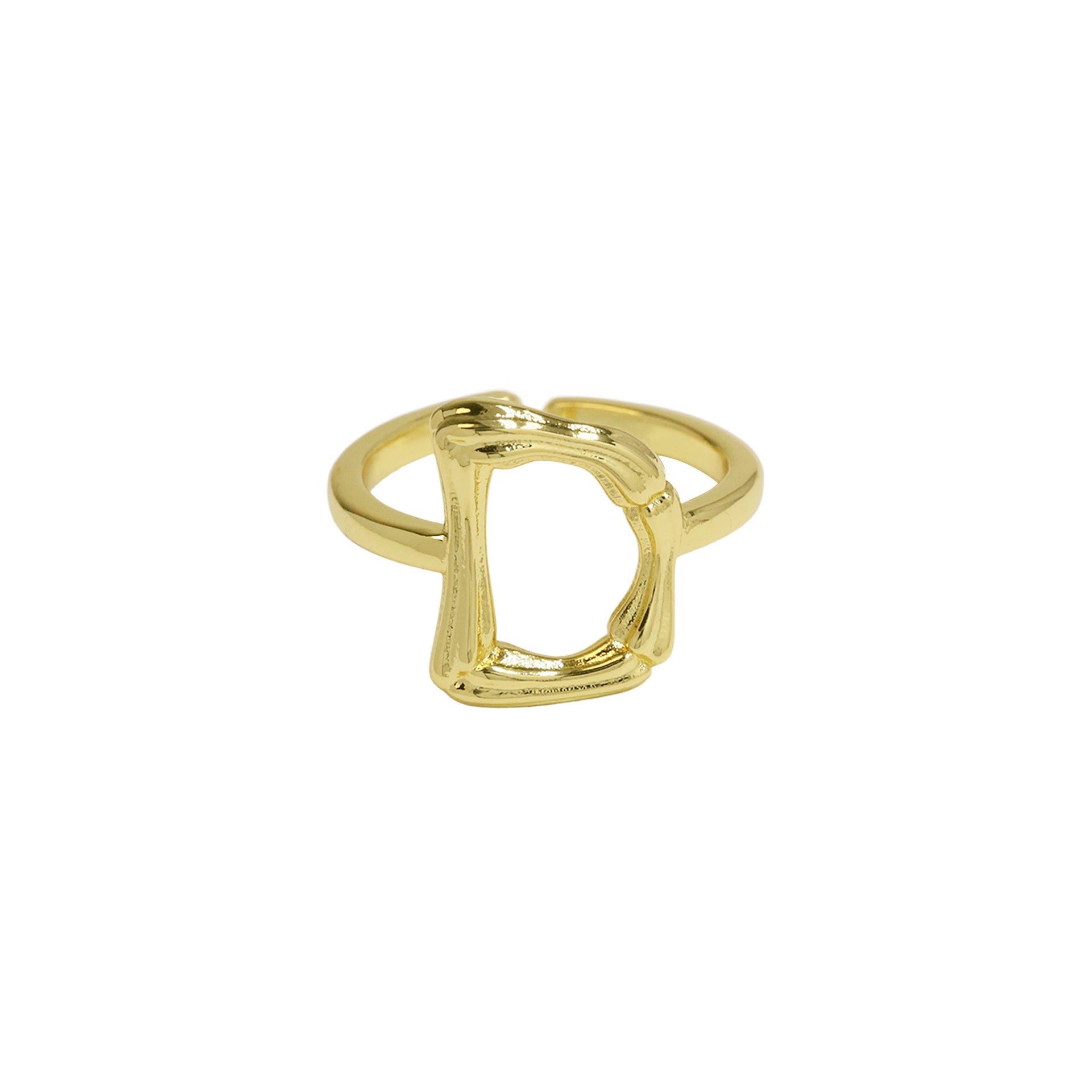 Wholesale  Golden Bamboo Bamboo Simple 26 English Letters Open Ring
