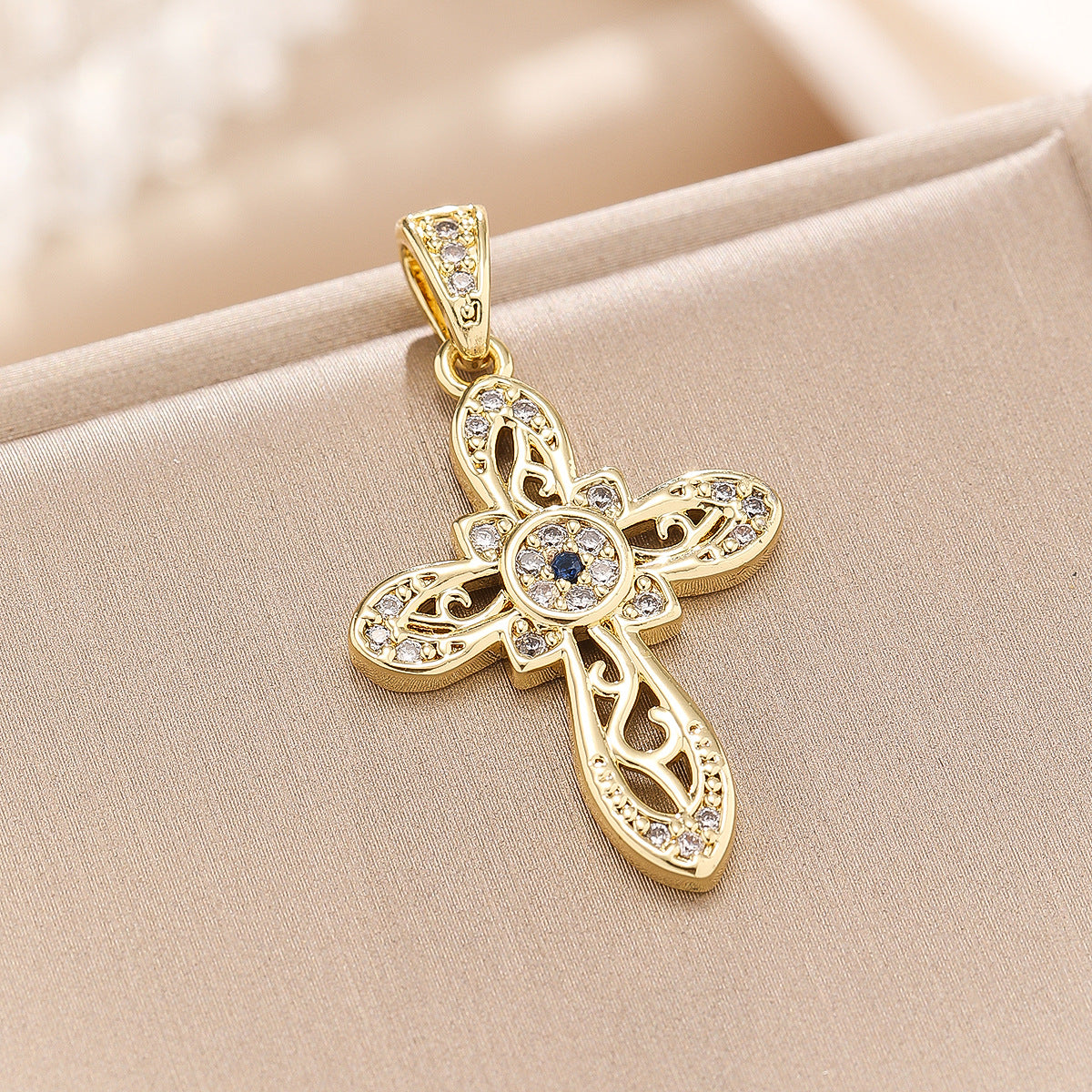 Wholesale Cross Pendant Necklace with Zircon Accent Trendy Jewelry Boutique Resale