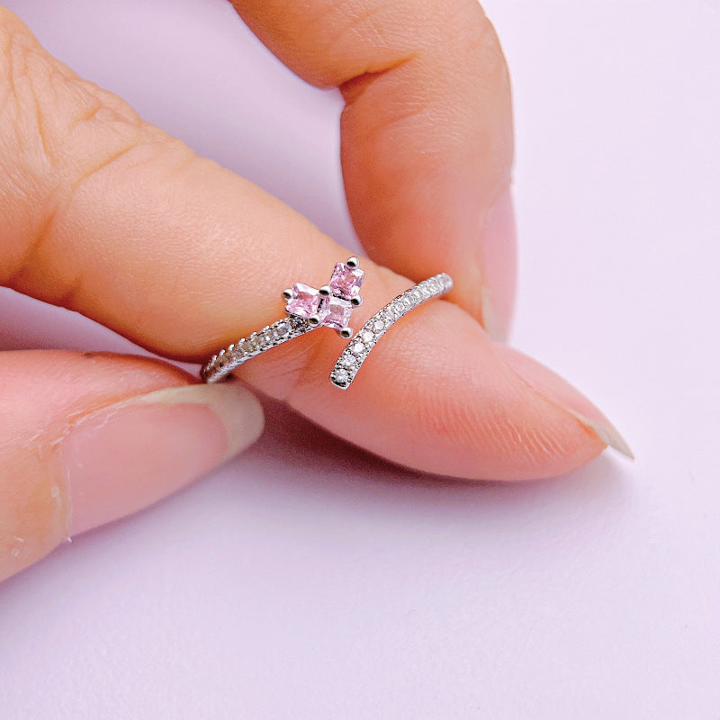 Wholesale Diamond Micro-Inlaid Zirconia Heart-Shaped Ring Open Rings ACC-RS-YXY026