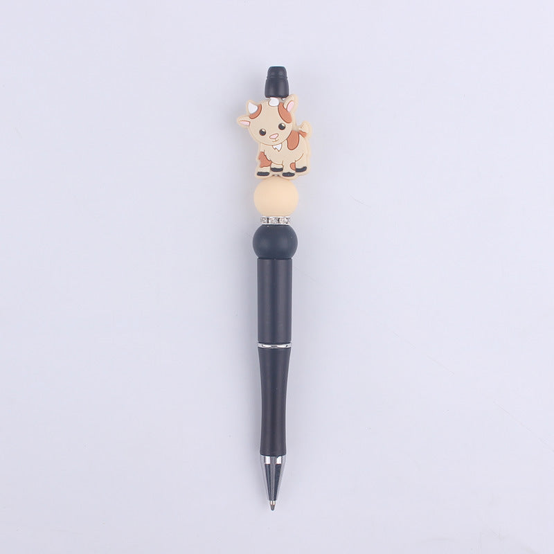 Wholesale  creative  cartoon animal cow silicone beads beaded pen