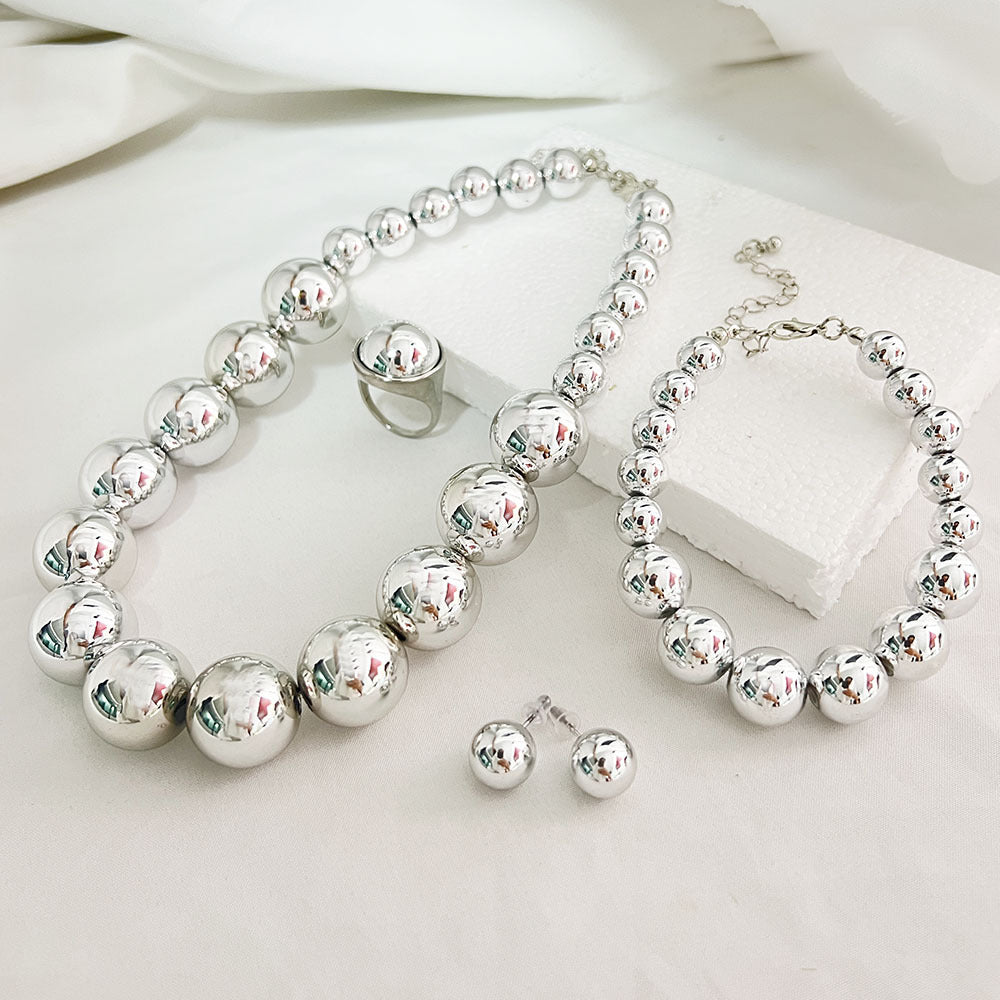 Wholesale Elegant Korean Pearl Necklace Earrings Set Bridal Jewelry Accessory Trendy Gift For Women Resale