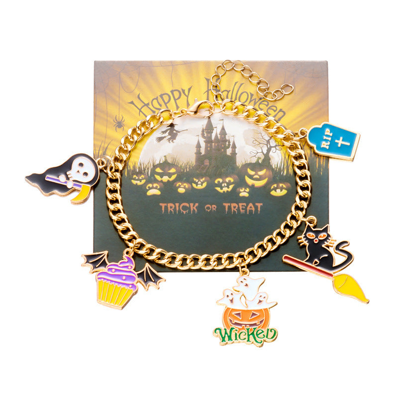 Wholesale  Halloween Series Jewelry Ghost Pumpkin Car Pendant Bracelet