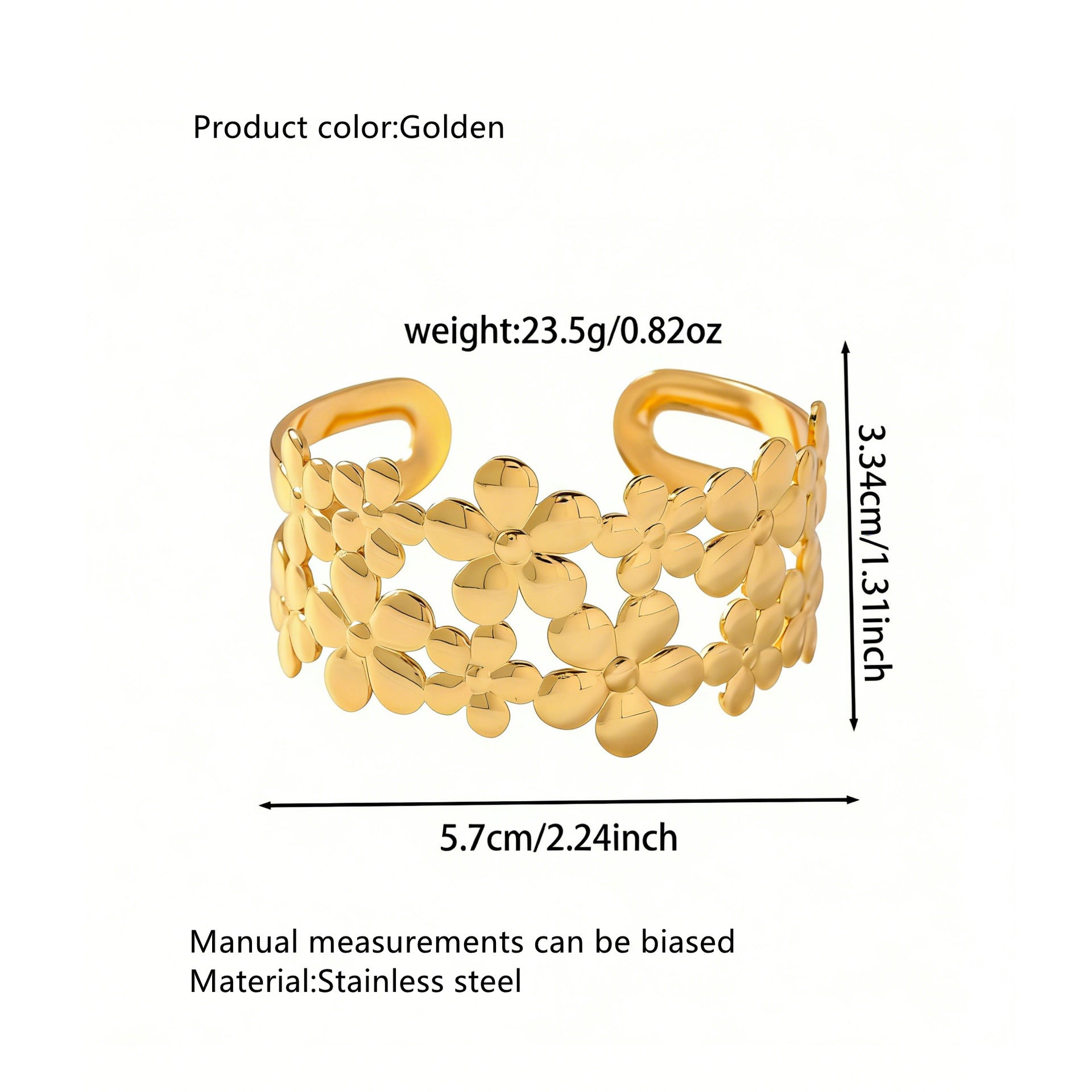 Wholesale Light Luxury Stainless Steel Open Cuff Bracelet with Cutout Design