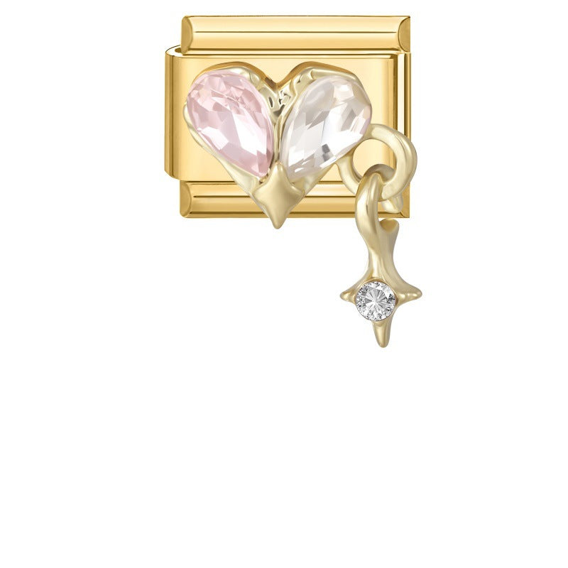 Wholesale Gold Pearl Tassel Pendant DIY Modular Bracelet Charm Heart Design Jewelry Craft Supply For Boutique Resale