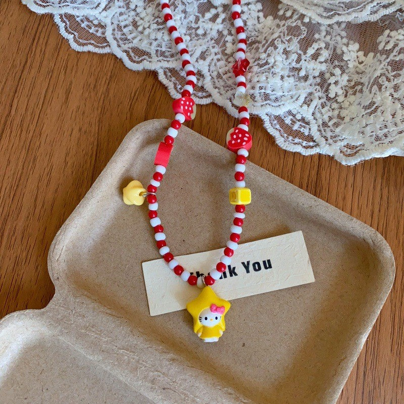 Wholesale Cartoon Elephant and Cat Beaded Necklace