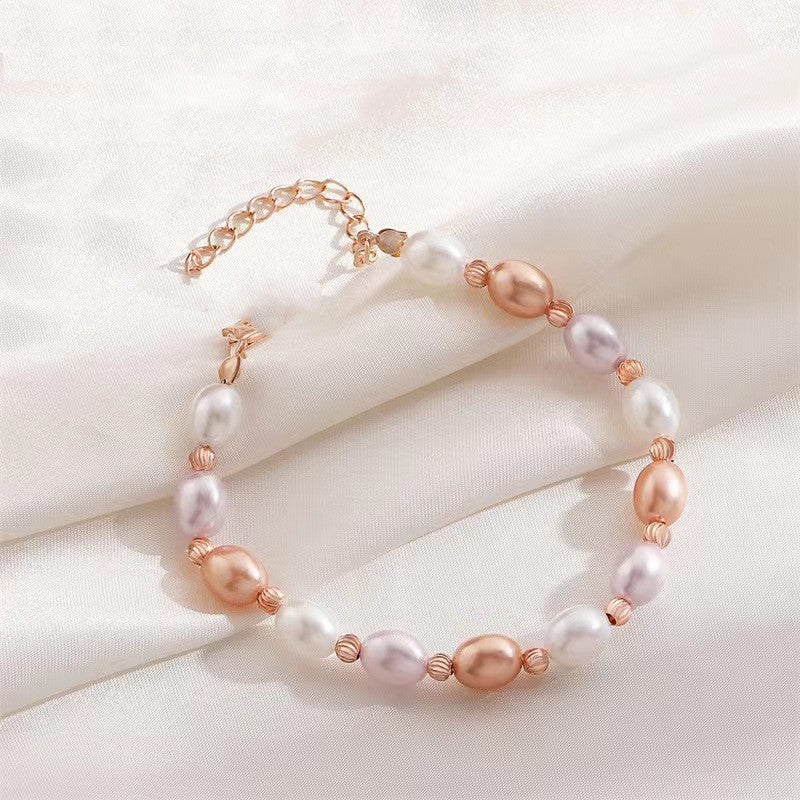 Wholesale French Romantic Colorful Pearl Bracelet Handmade Beaded Jewelry Accessory Gift for Women