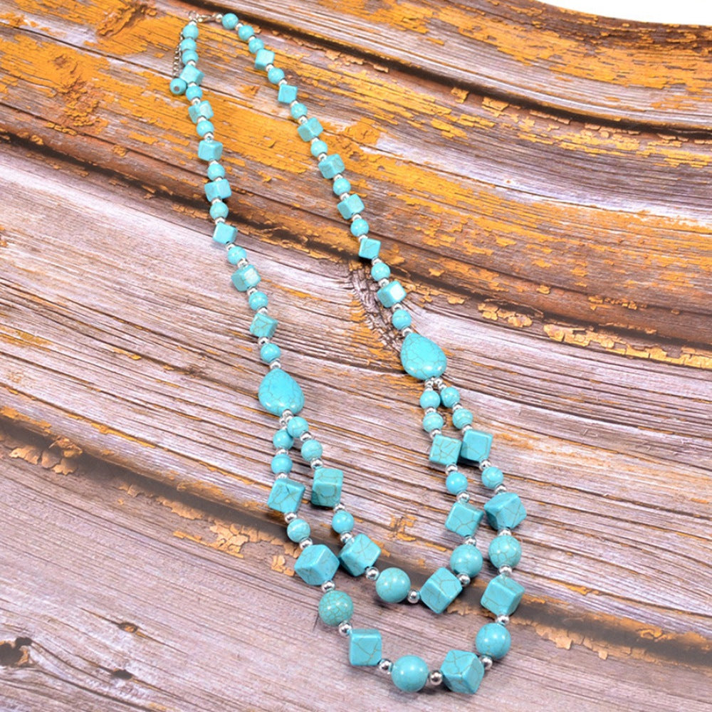 Wholesale Bohemian Handmade Beaded Turquoise Necklace Layering Jewelry Fashion Accessory Gift