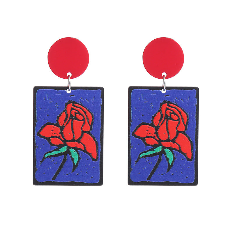 Wholesale  Valentine's Day  Love Acrylic  Rose Earrings