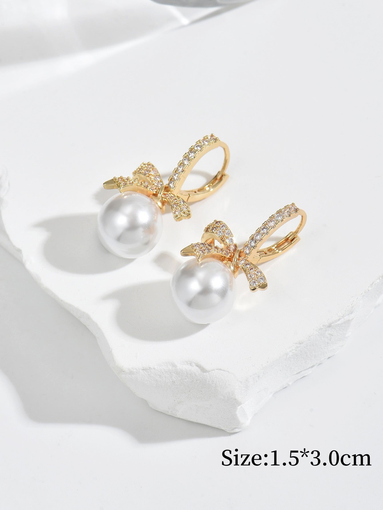 Wholesale Bow Pearl Earrings with Diamond Light Luxury Ear Stud