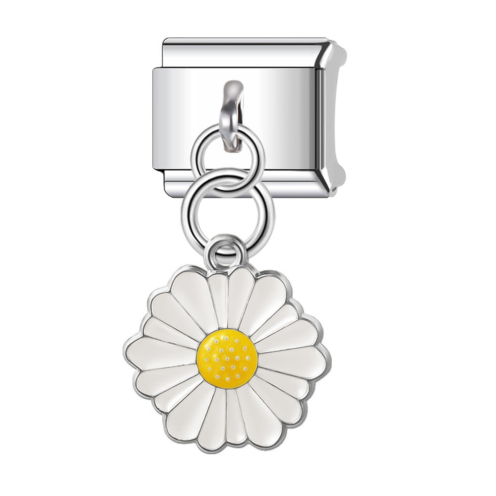 Wholesale Italian Charm Bracelet 9mm DIY Splicing Daisy Series Stainless Steel Composable Bracelet