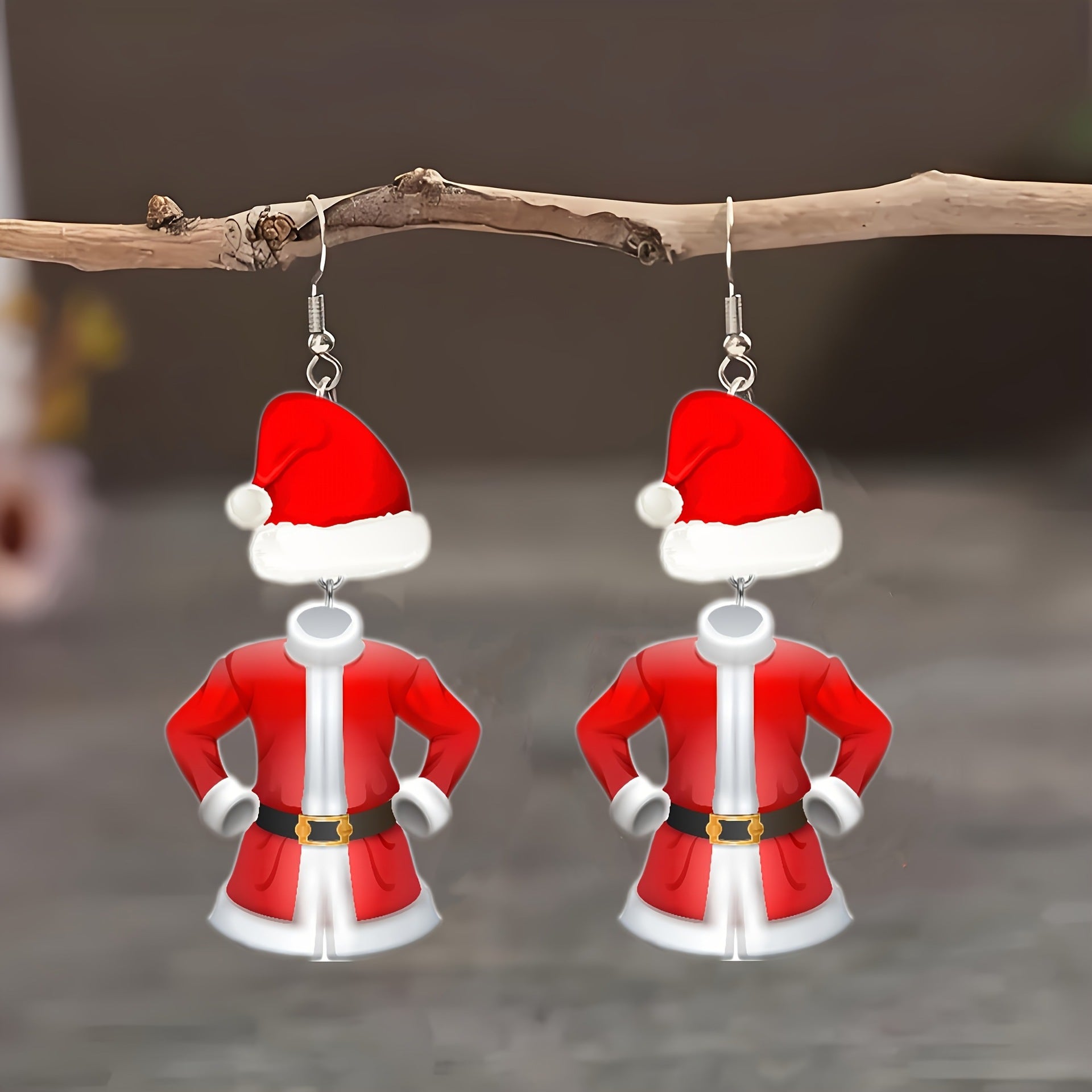Wholesale  Christmas Charm Santa Claus Costume and Christmas Hat Long Tassel Earrings