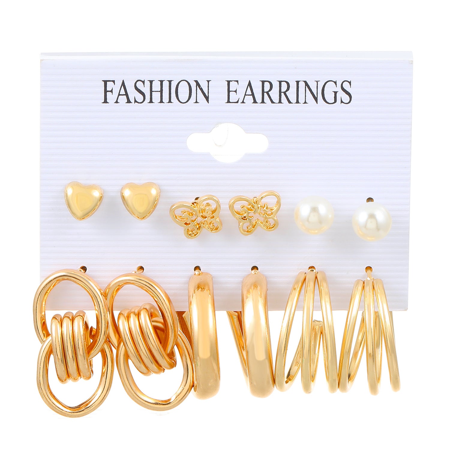 Wholesale Gold Geometric Pearl and Diamond Earrings Sets ACC-ES-MY027