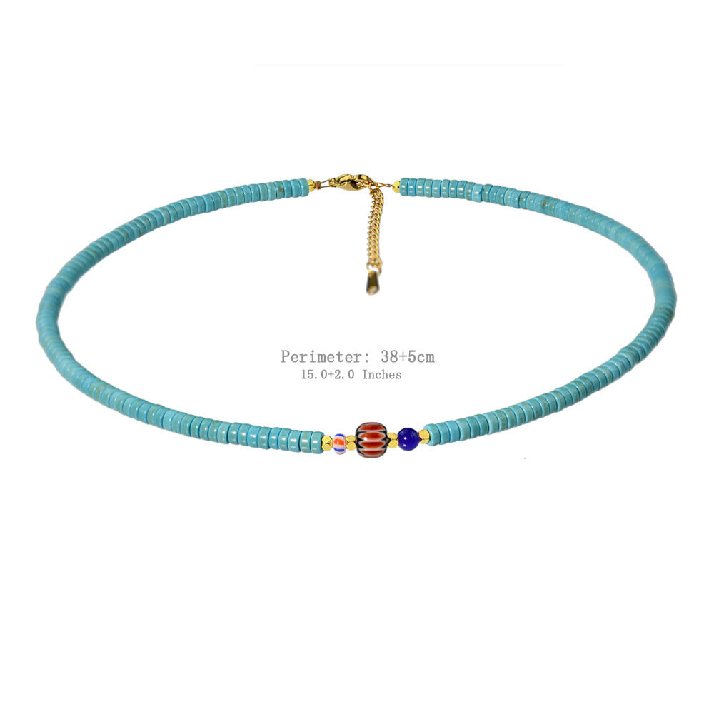 Wholesale Long Ethnic Style Turquoise Beaded Sweater Chain Necklace