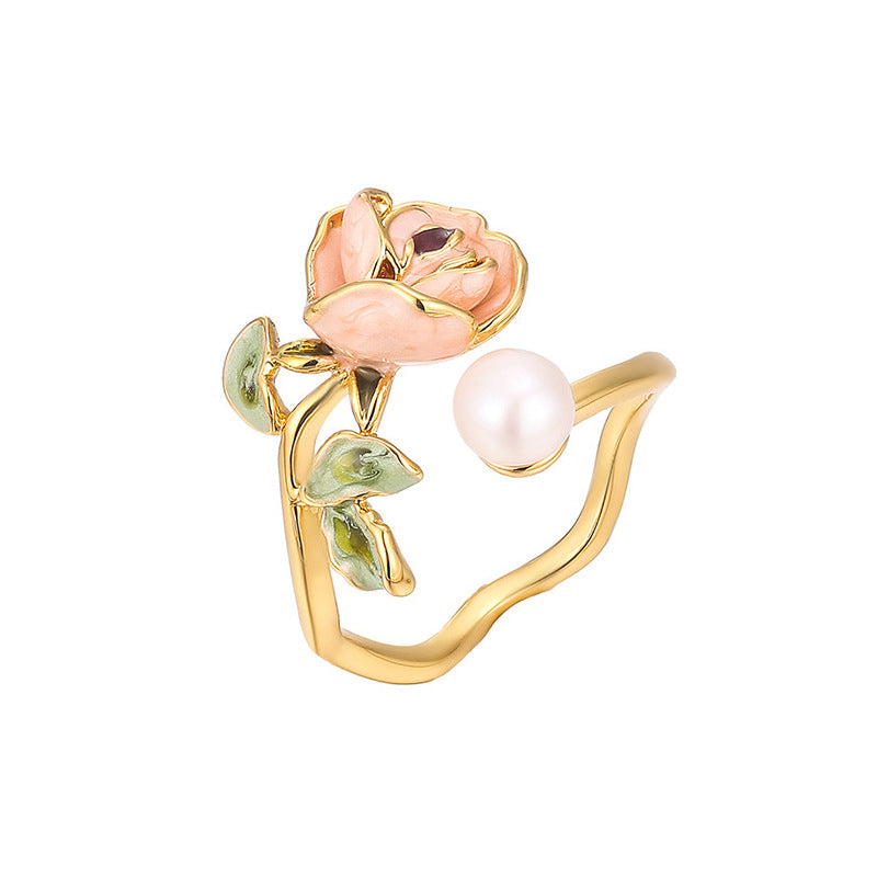 Wholesale Real Pearl Butterfly Ring Opening Ring Adjustable Non-fading Index Finger Ring