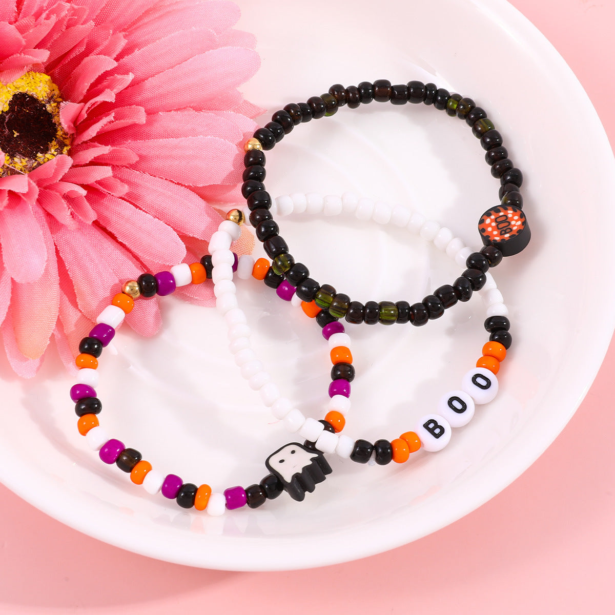 Wholesale  rice beads letter color string monster pendant  bracelet