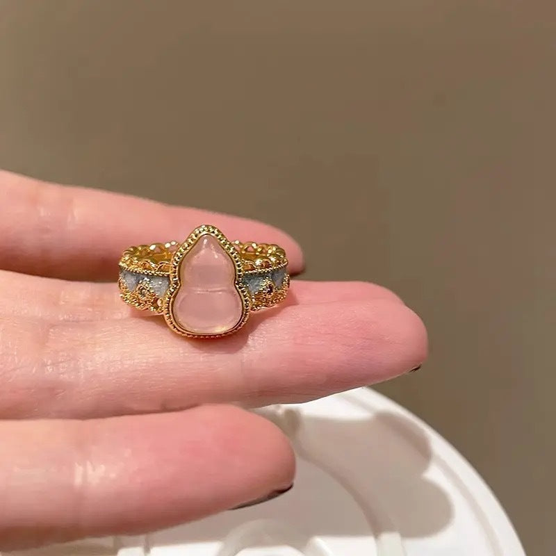 Wholesale Chinese Style Lace Gourd Shaped Ring,  Adjustable Zinc Alloy Fashion Accessory for Boutique Resale