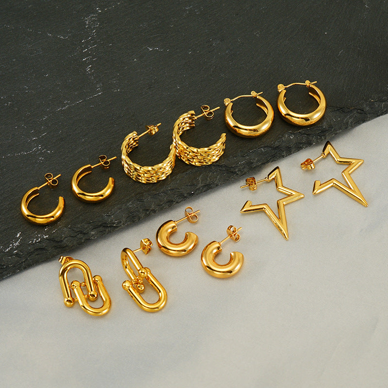 Wholesale  stainless steel plated 18k gold earrings