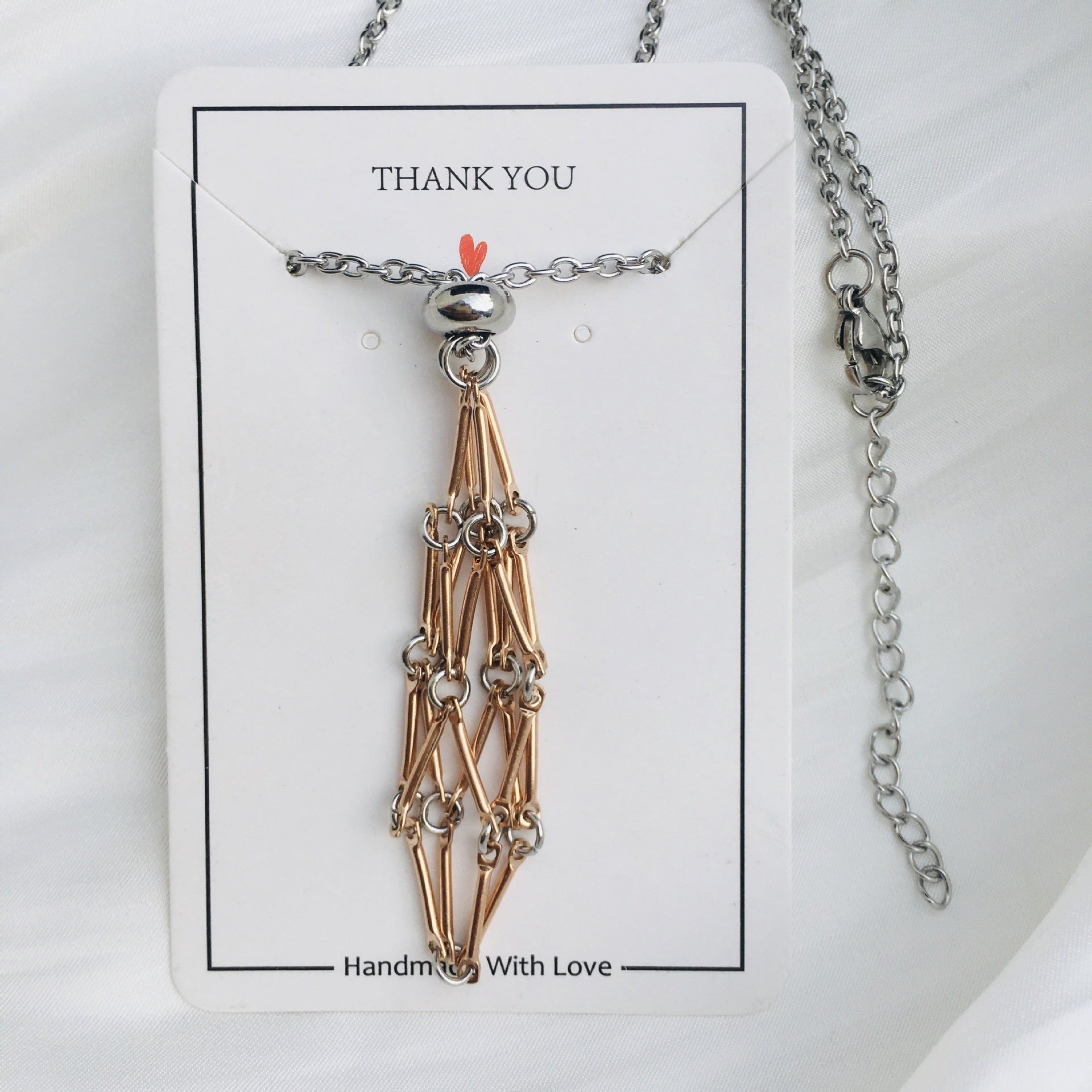 Wholesale Crystal Natural Stone Bamboo Adjustable Stainless Steel Mesh Necklace ACC-NE-RongGuan003