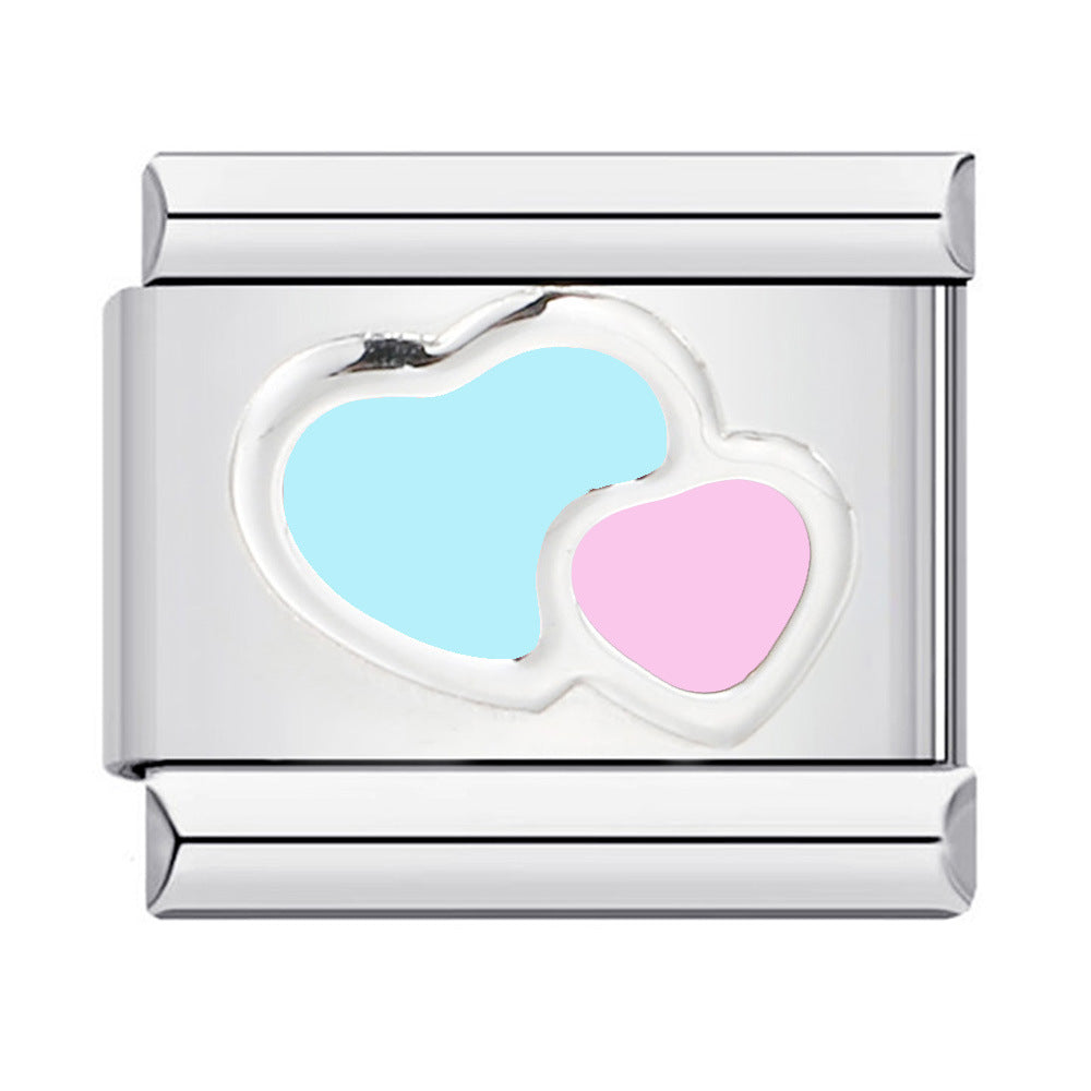 Wholesale Italian Charm Bracelet 9mm DIY Splicing Colored Oil-Drip Petals Stainless Steel Composable Bracelet