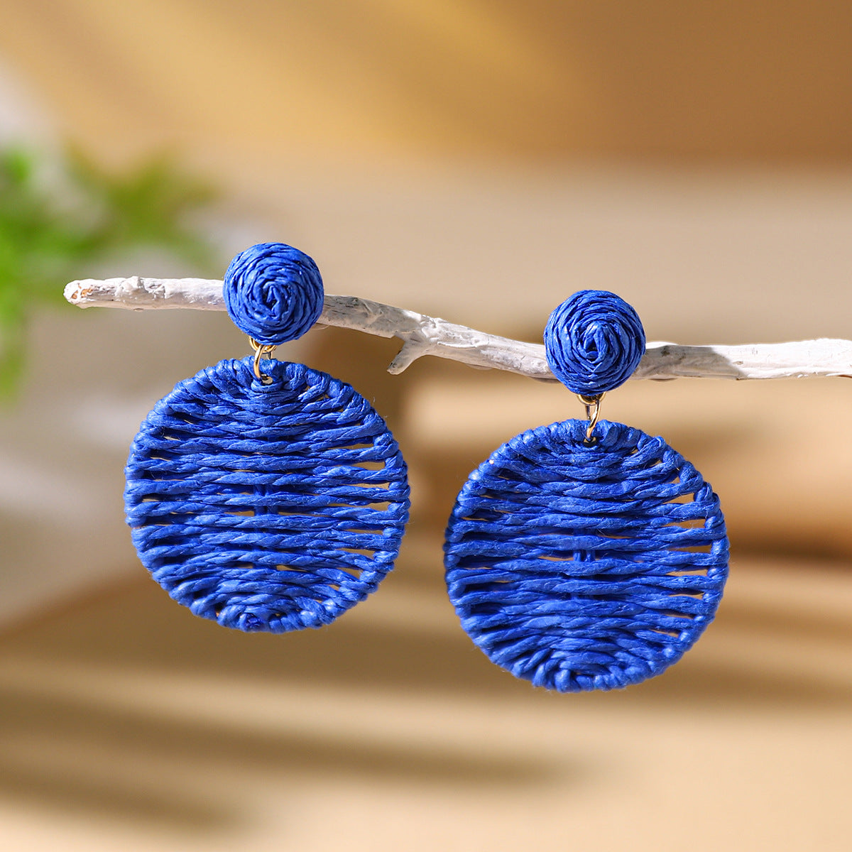 Wholesale Bohemian Exaggerated Raffia Earrings Hand Woven ACC-ES-XLH002