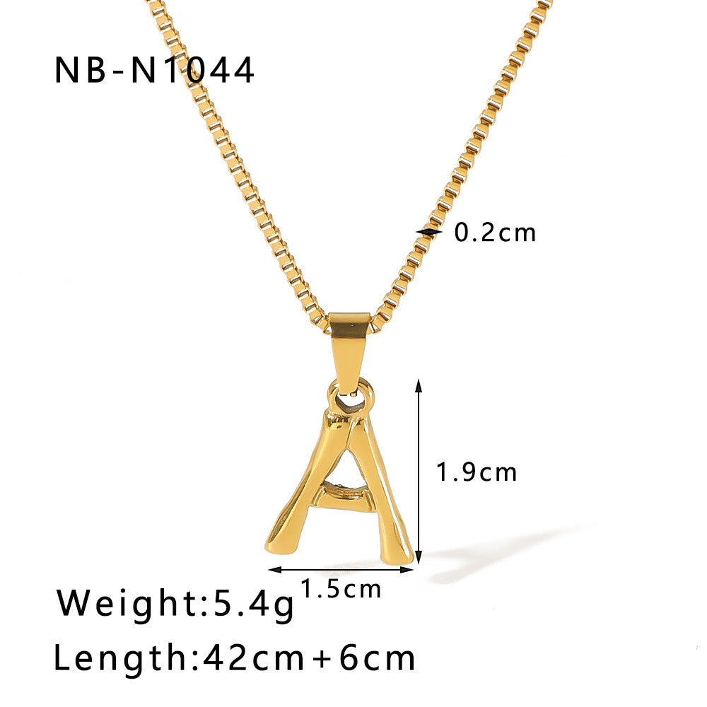 Großhandel geometrische geometrische Titan -Stahl mit 18 Karat Gold Fashion Metall Letter Halskette ausgestattet