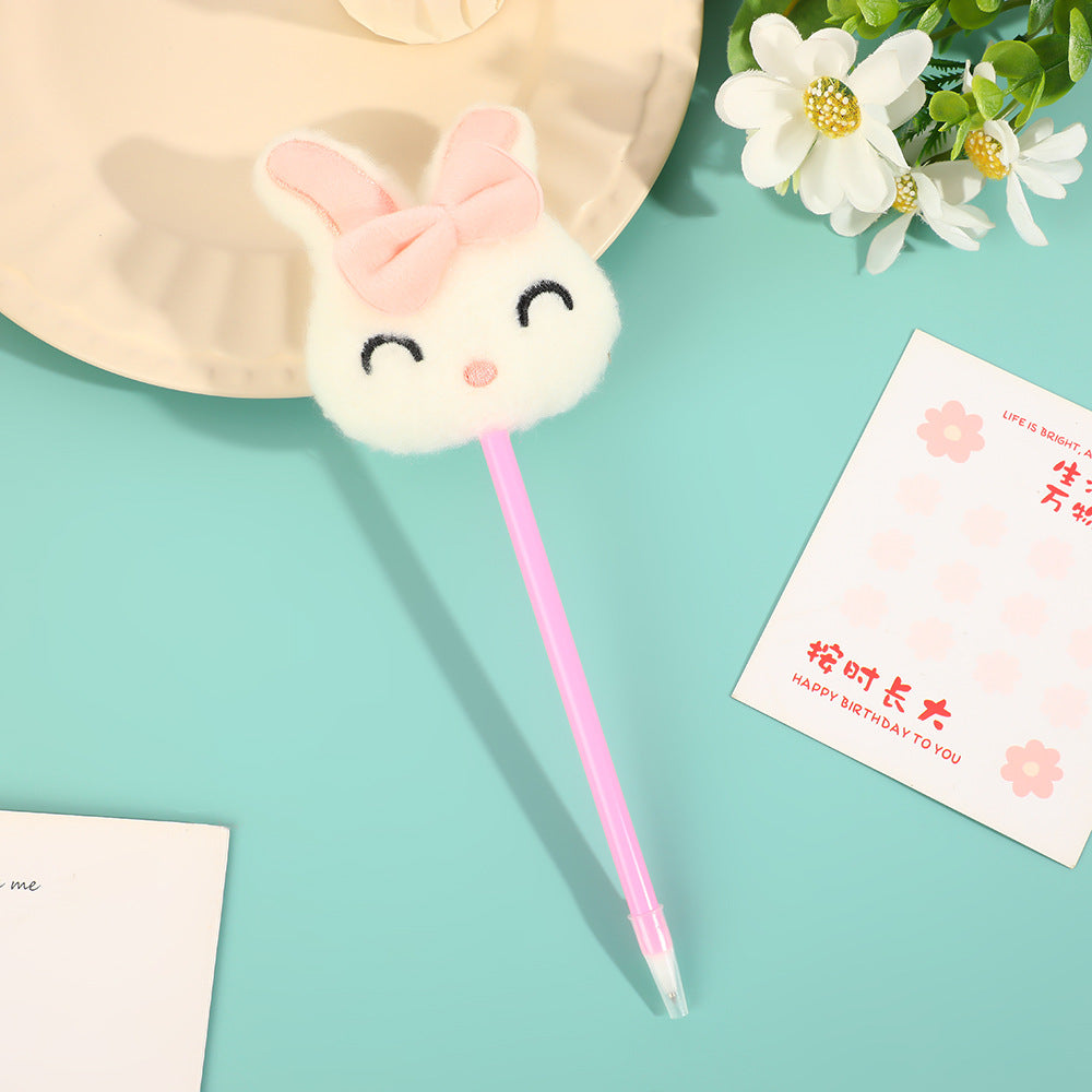 Wholesale creative cartoon plush rabbit head ballpoint pen