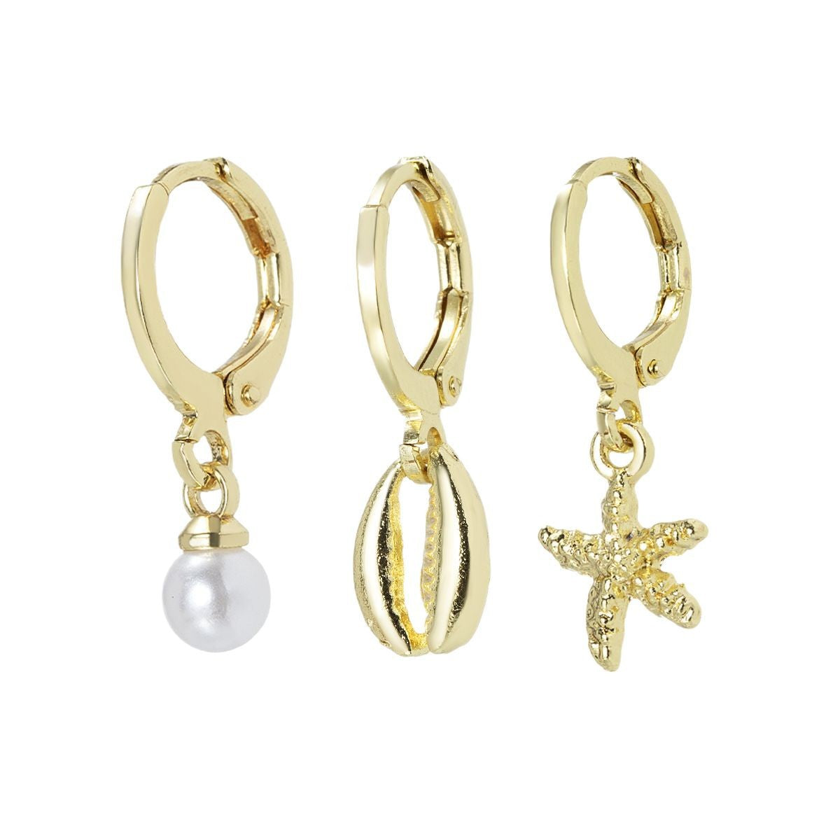 Wholesale  Pearl Ear Buckle Alloy Starfish Earrings