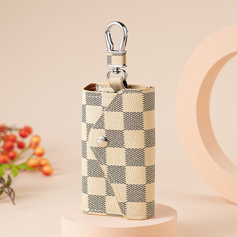 Wholesale Stylish Plaid Car Key Bag With PVC And Snap Button Unisex Boutique Resale