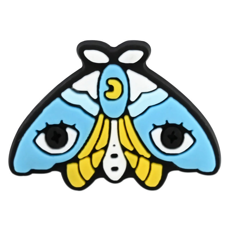 Wholesale   Random 100pcs Colorfulful Moth Series PVC Soft Rubber Shoe Buckle Decoration