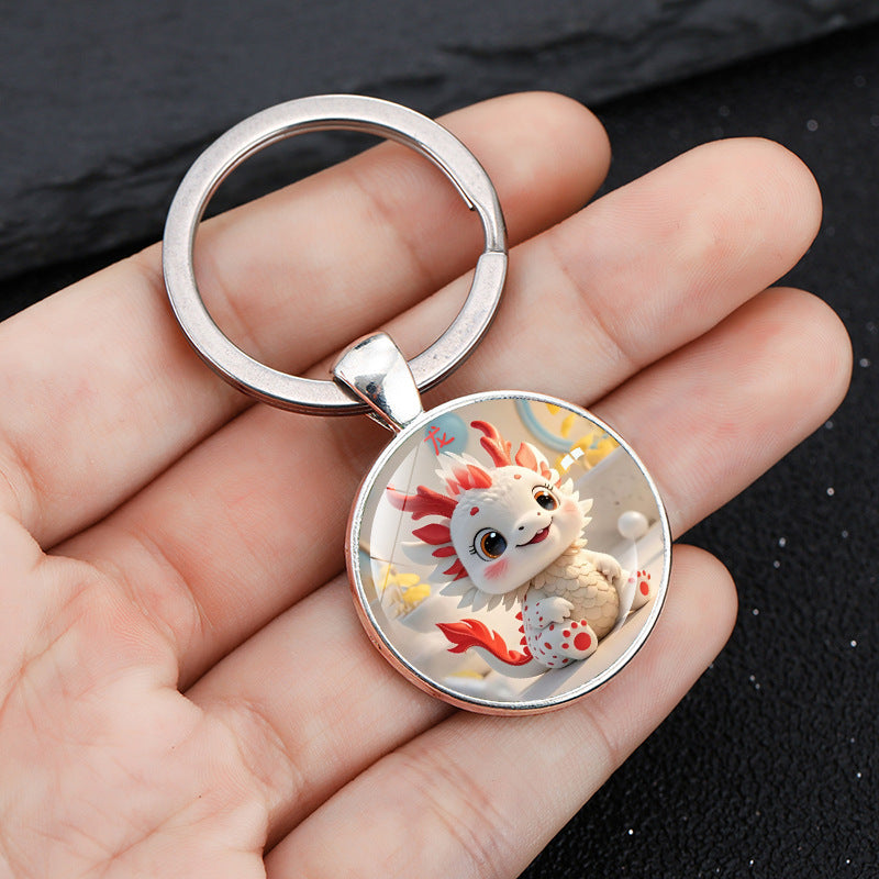 Wholesale Round keychain with zodiac pattern