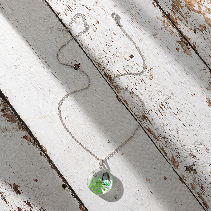 Wholesale crystal clear round glass pendant necklace