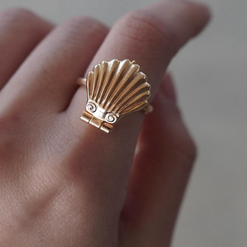 Wholesale Marine Resort Style Shell Pearl Openable Ring for Women Fashion Valentine' s Day Ring