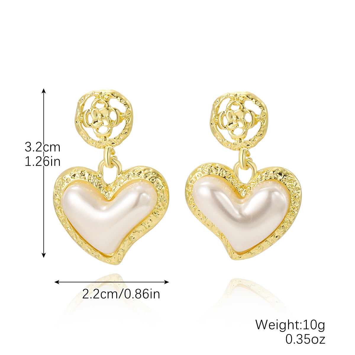 Wholesale peach heart earrings exaggerated baroque pearl love earrings