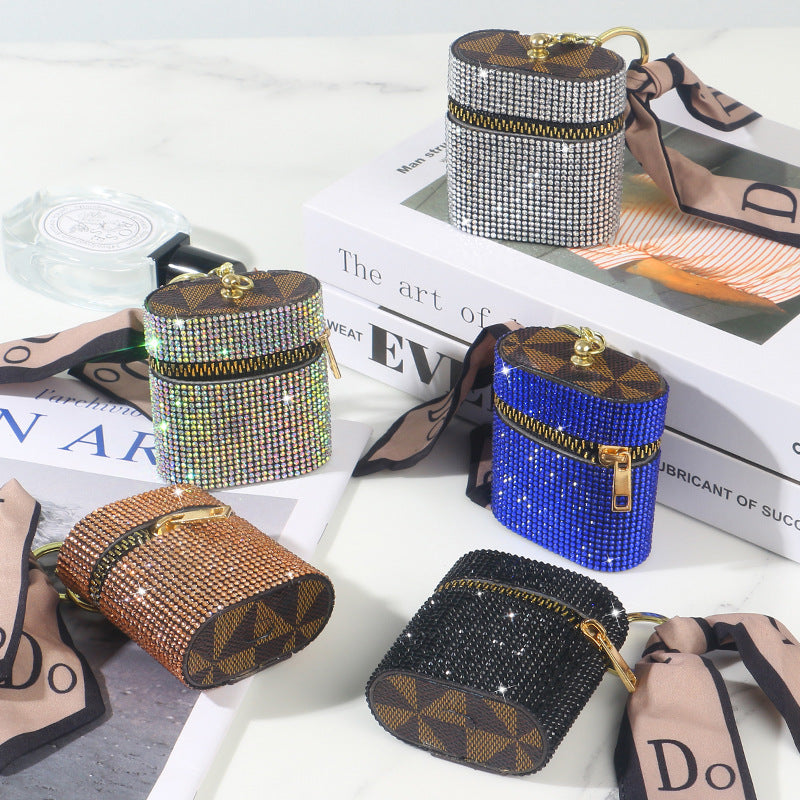 Wholesale Full Diamond Storage Wireless Keychains Wallet Earphone Case ACC-EPC-RuiJie002