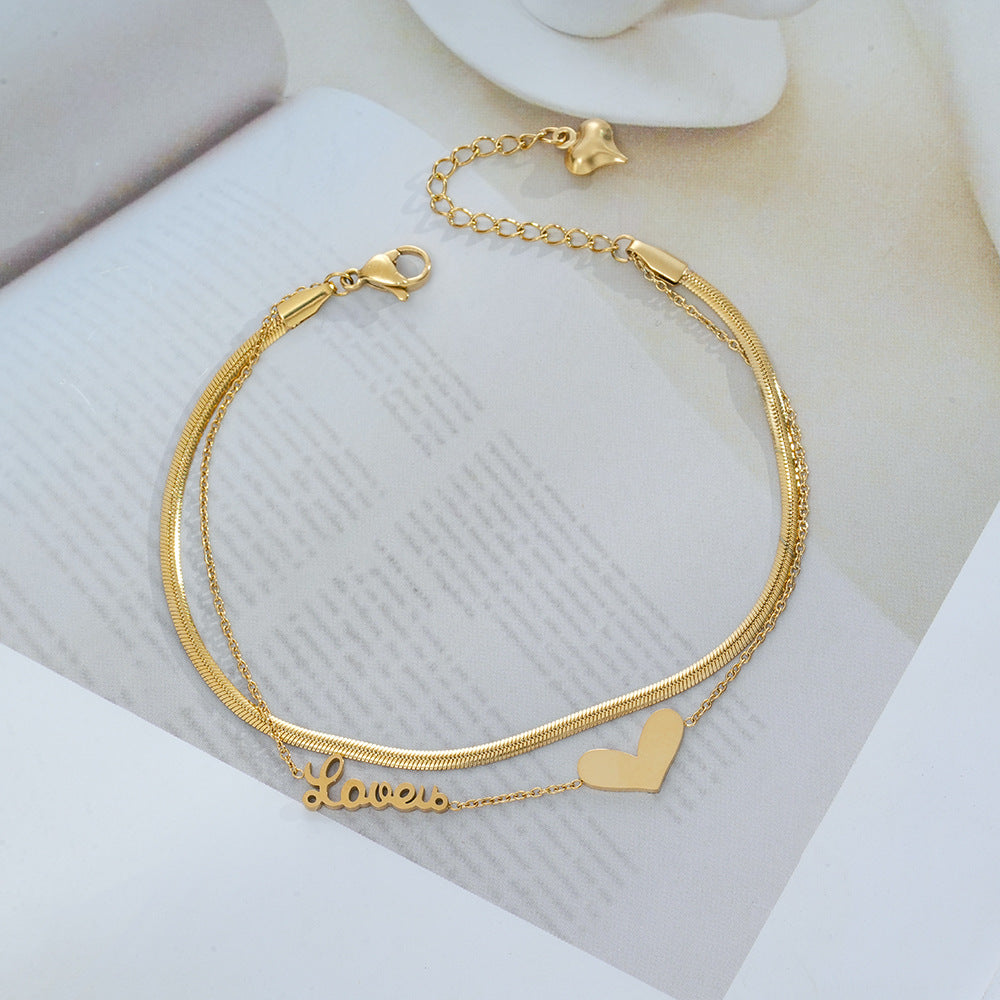 Wholesale Love Design Gold Plated Titanium Steel Bracelet Fashion Jewelry Gift