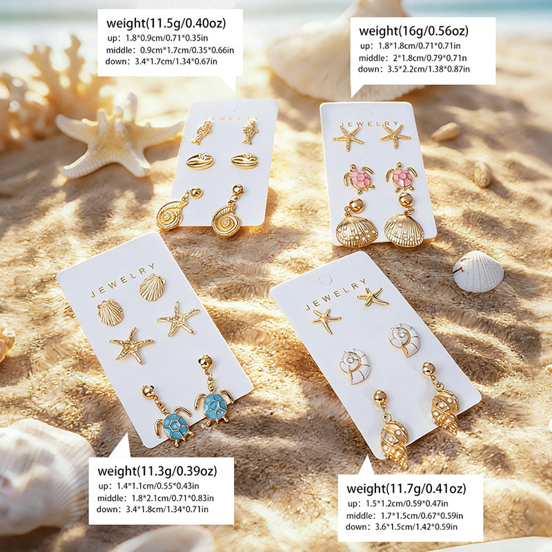 Wholesale Ocean Style Sea Turtle  Starfish Earring Set