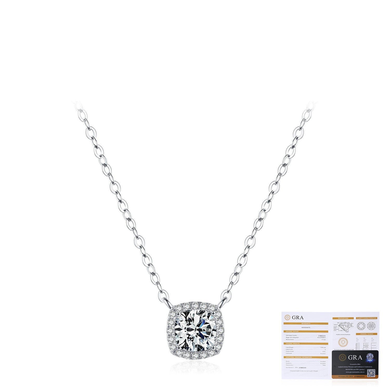 Wholesale 1 karat Diamond s925 Sterling Silver Geometric Flash Diamond Necklace