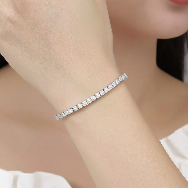 Wholesale Titanium Steel Zircon Tennis Bracelet - Single Row 4mm Round,  Fashion Jewelry Accessory for Resale