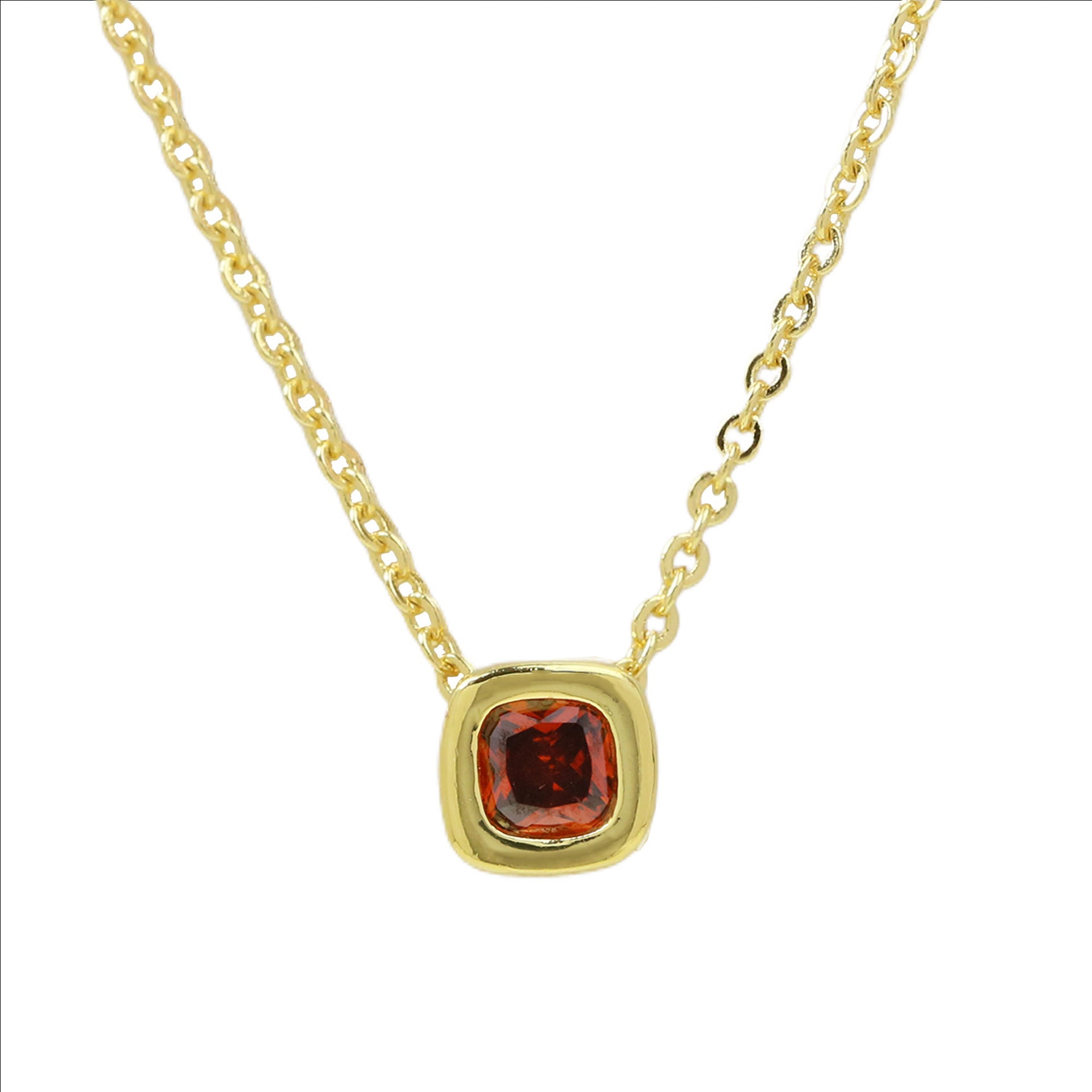 Wholesale Colorful geometric square zircon clavicle pendant necklace