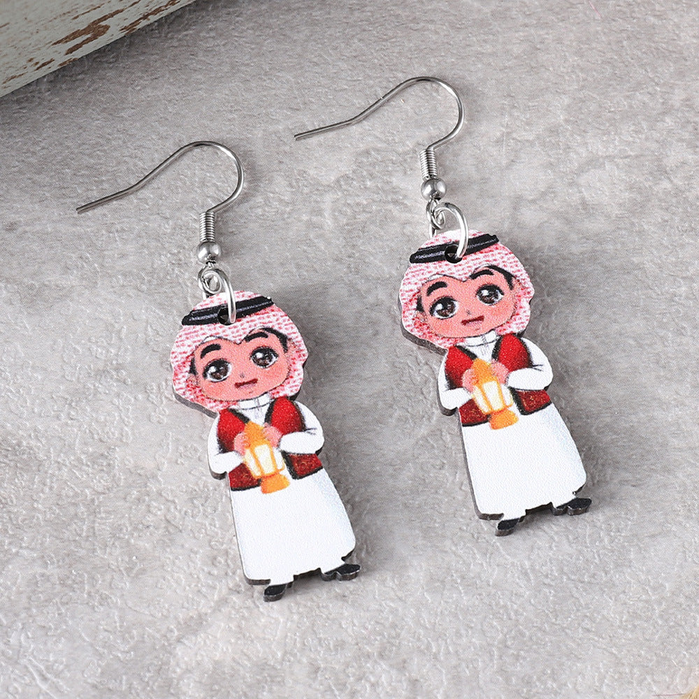 Wholesale Arab cute cartoon character pendant earrings
