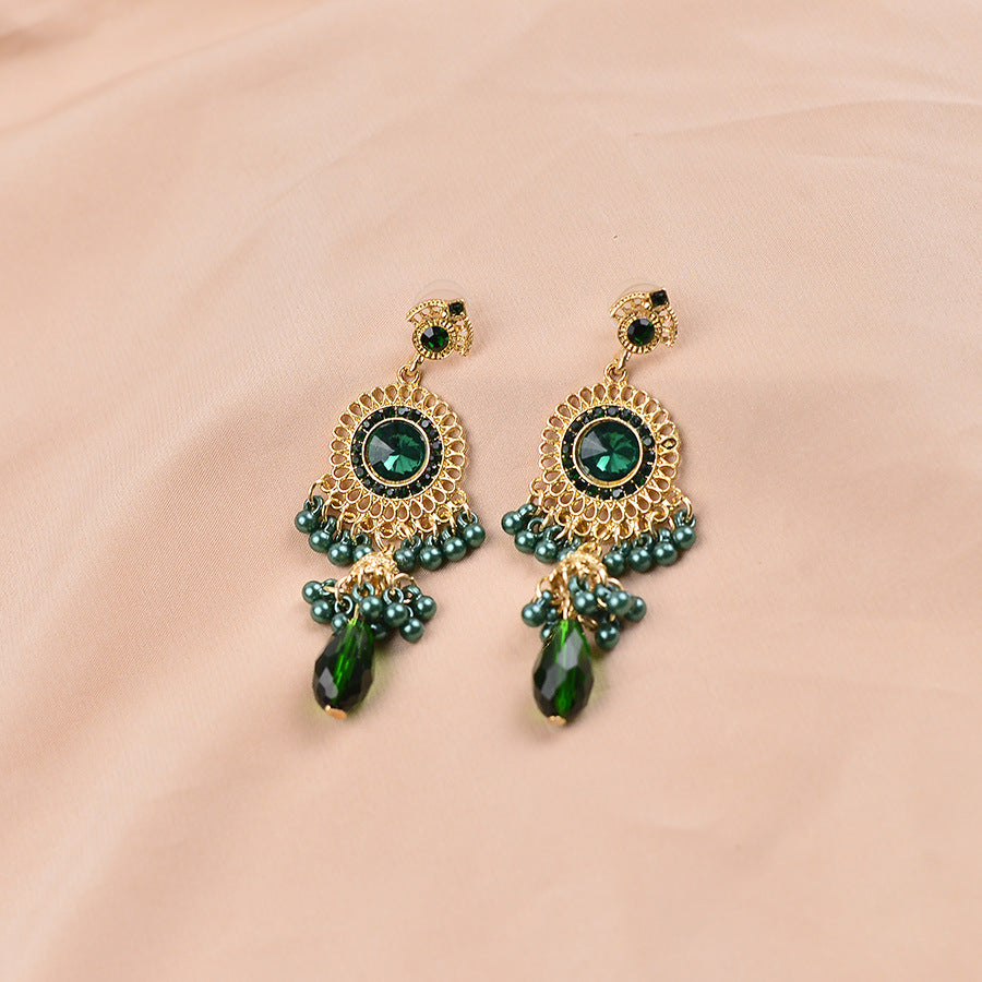 Wholesale gemstone bell tassel earrings