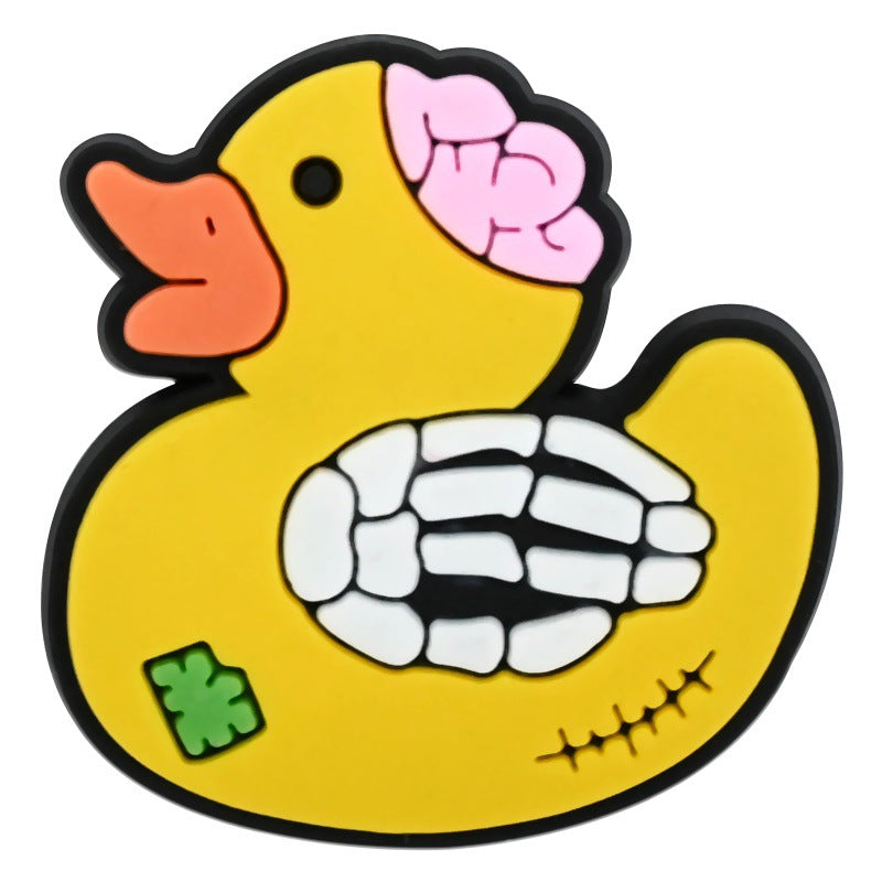 Wholesale Random 100pcs Cute Little Yellow Duck  PVC Soft Rubber Shoe Buckle Decoration