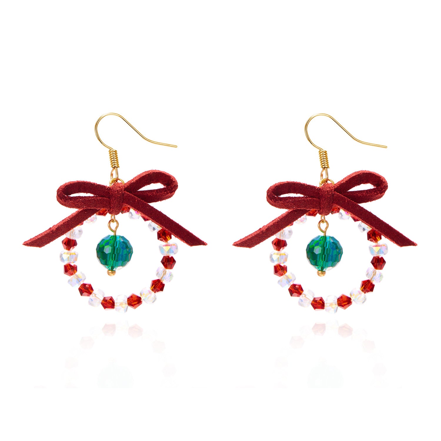 Wholesale Christmas Xmas Bow Wreath Earrings ACC-ES-YingHao005